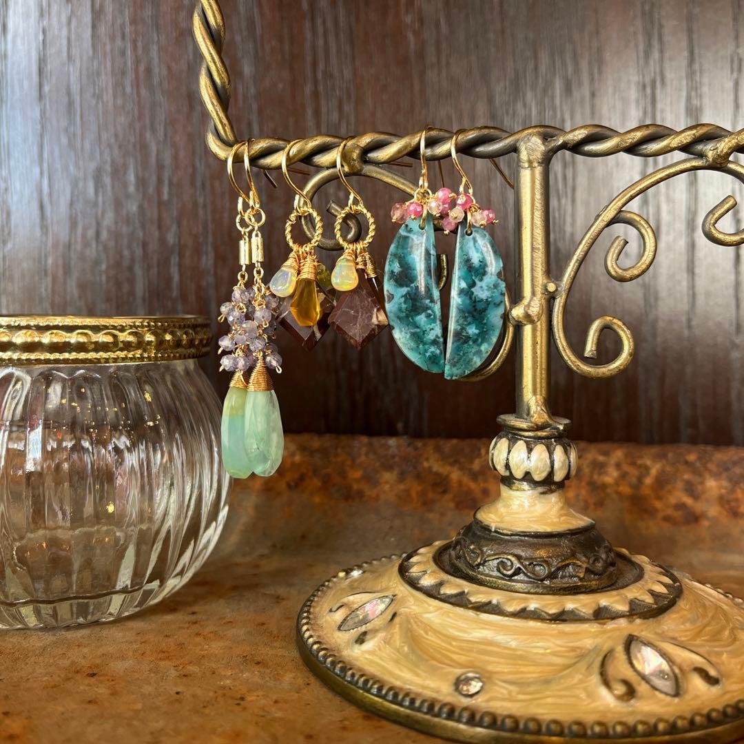 ペルー産ブルーオパール＆タンザナイト＊ピアスorフープイヤリング