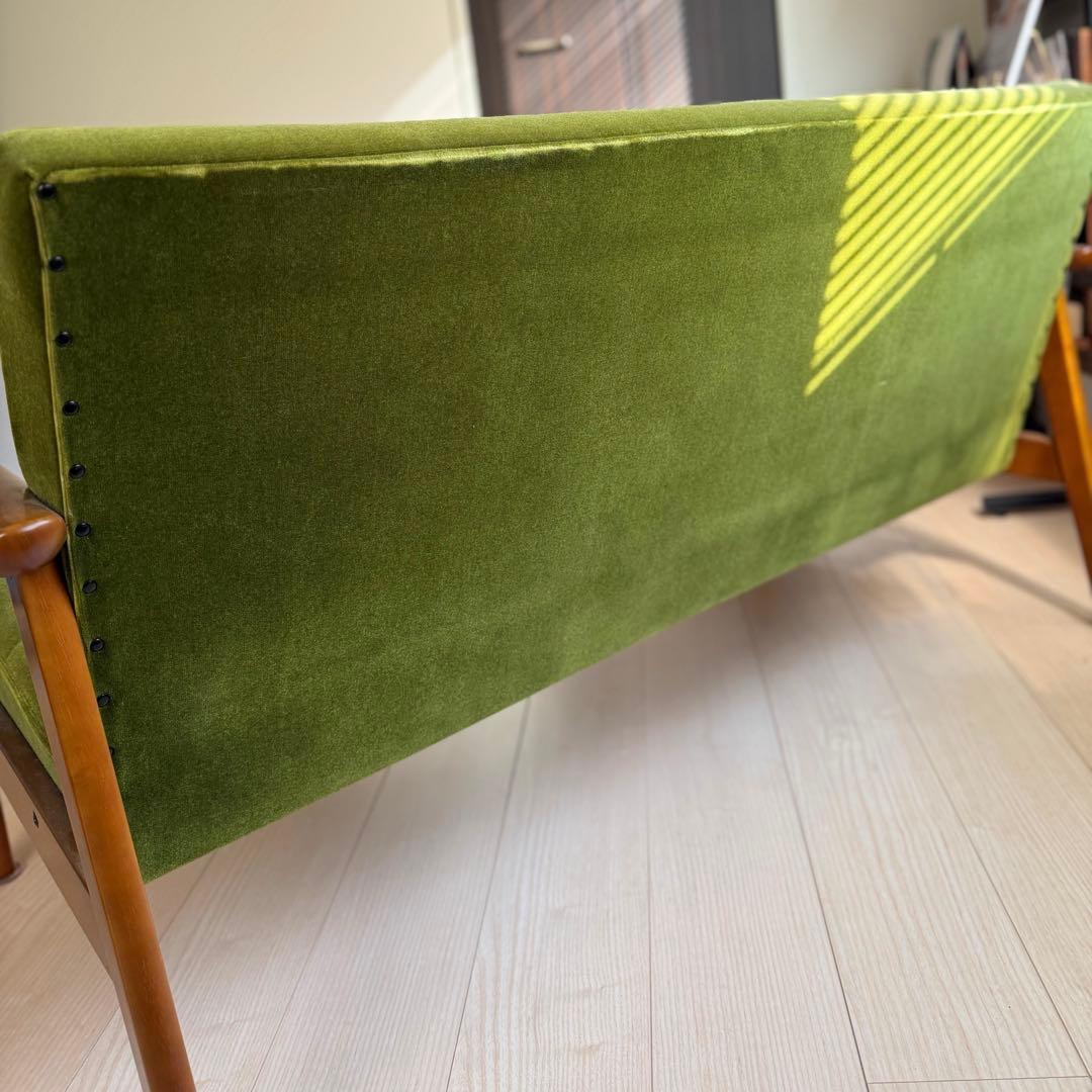 カリモク60 2シーター Kチェア モケットグリーン ソファ