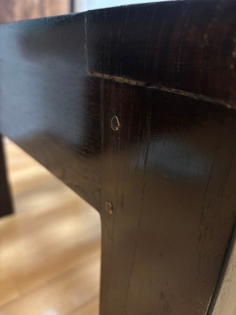 バリ島　チーク材　ガラストップテーブル