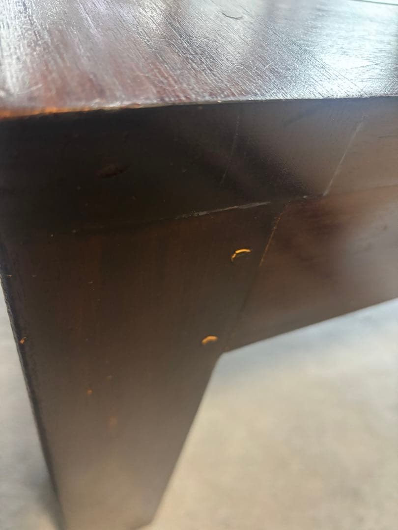 バリ島　チーク材　ガラストップテーブル