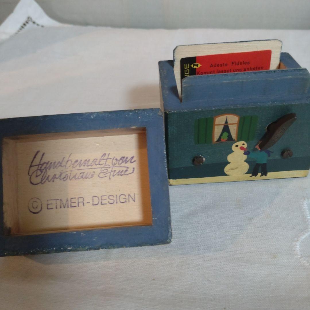 ビンテージ西ドイツETMER-DESIGN製手描クリスマスデザイン木製オルゴール