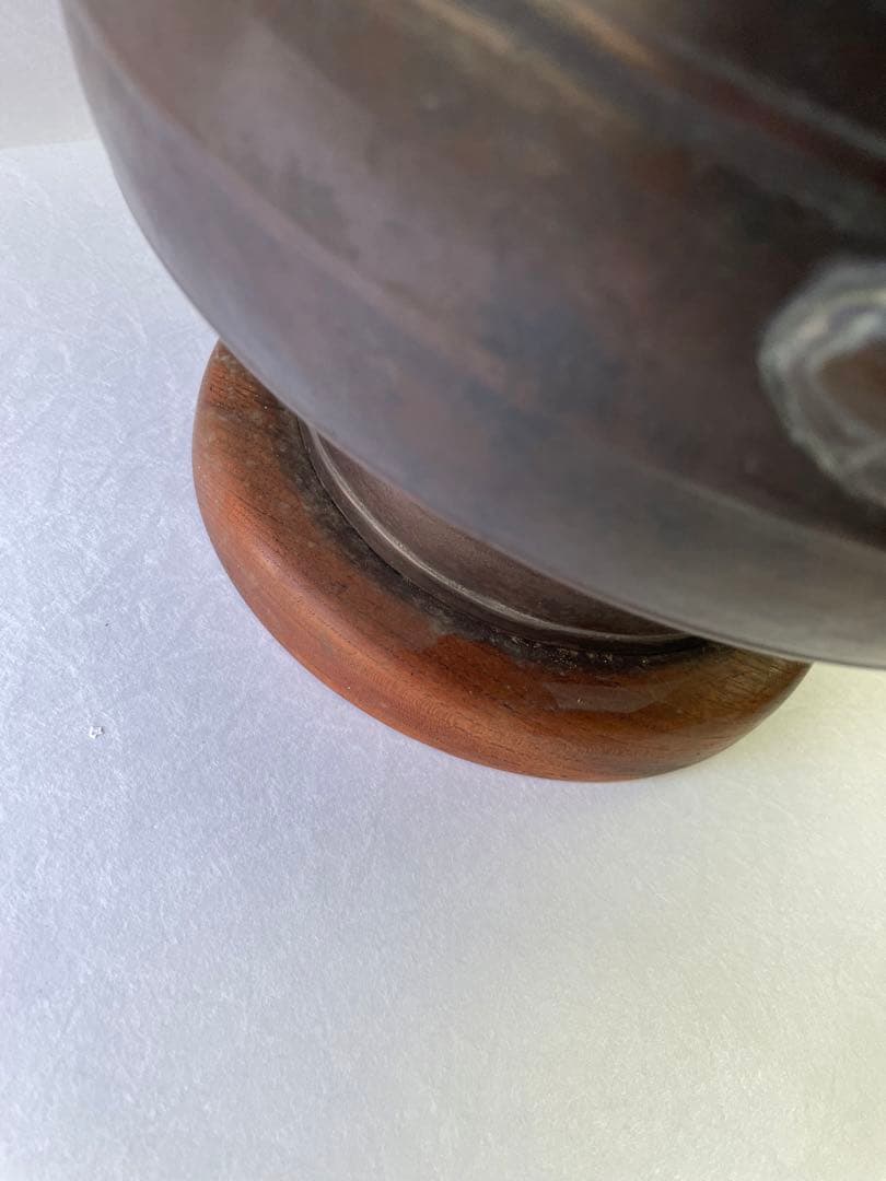 火鉢　手炙り　木製台　時代物昭和レトロ　アンティーク　五徳付　持ち手付き