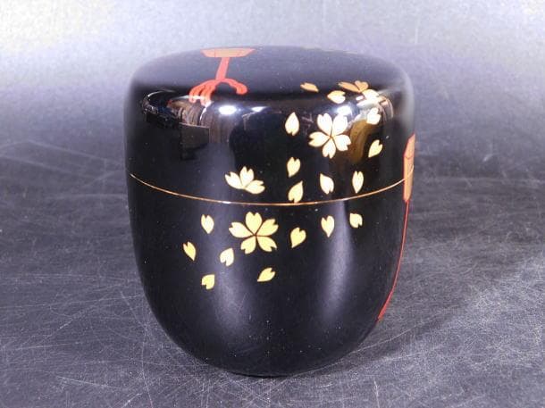 【茶道具　塗師　中村　宗尹　ぼんぼり中棗（共箱）／蒔絵　内朱】