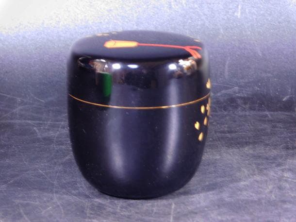 【茶道具　塗師　中村　宗尹　ぼんぼり中棗（共箱）／蒔絵　内朱】