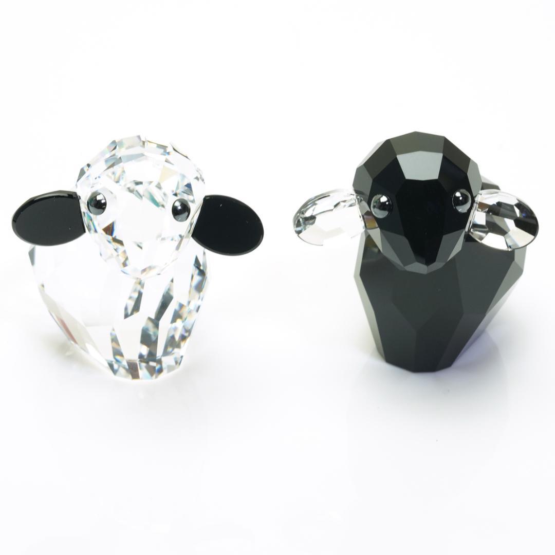美品 スワロフスキー 羊 置物 ペア Pioneer Ebony & Ivory