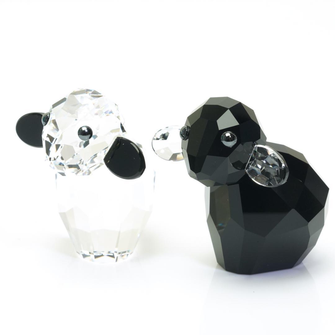 美品 スワロフスキー 羊 置物 ペア Pioneer Ebony & Ivory