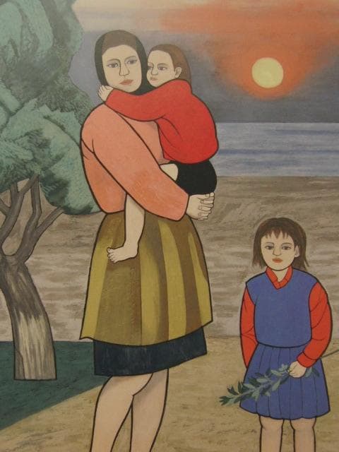 岩壁冨士夫、【ゆうひのうみべ】、希少な額装用画集より