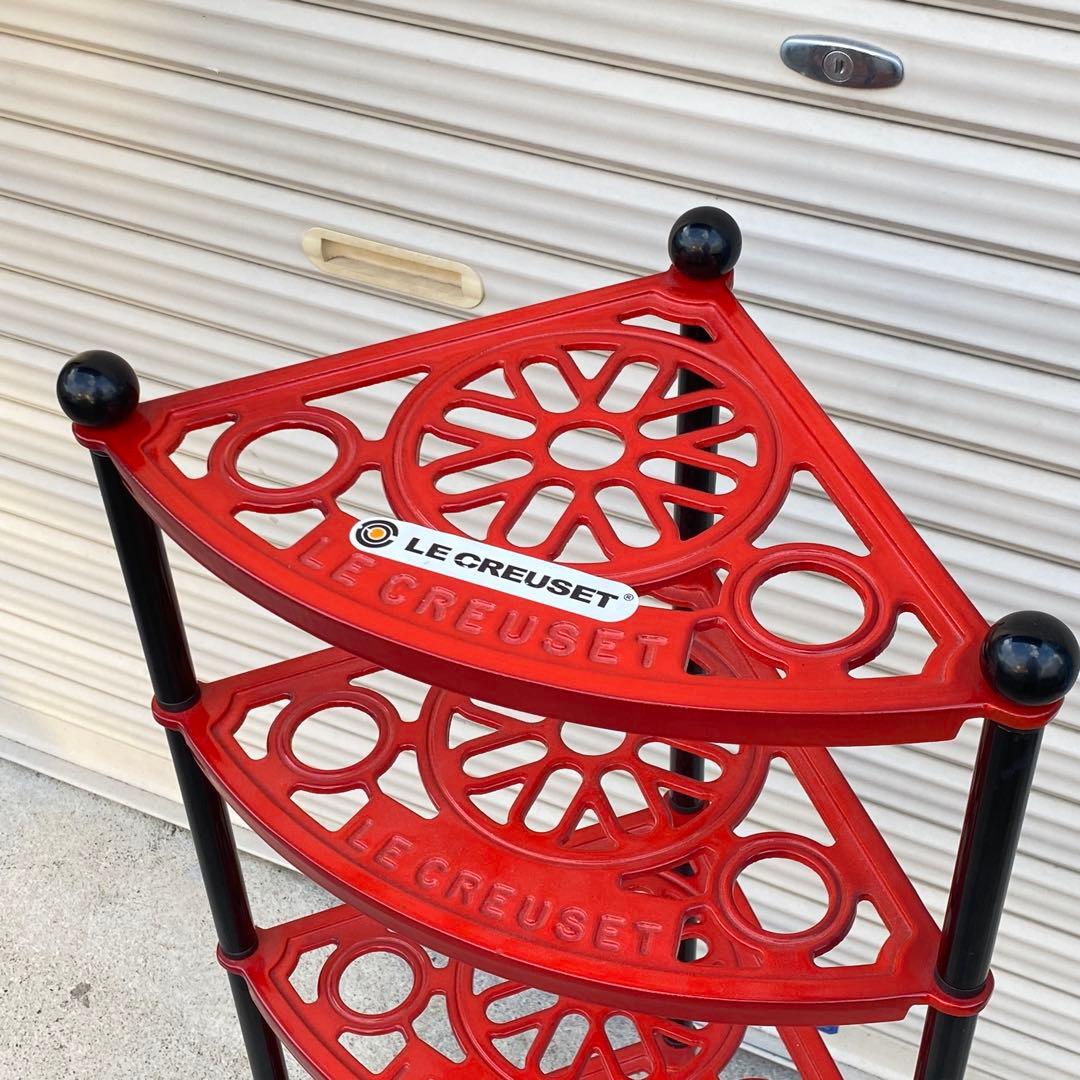 ◎ルクルーゼ LE CREUSET ポットスタンド 5段 赤 アイアンスタンド