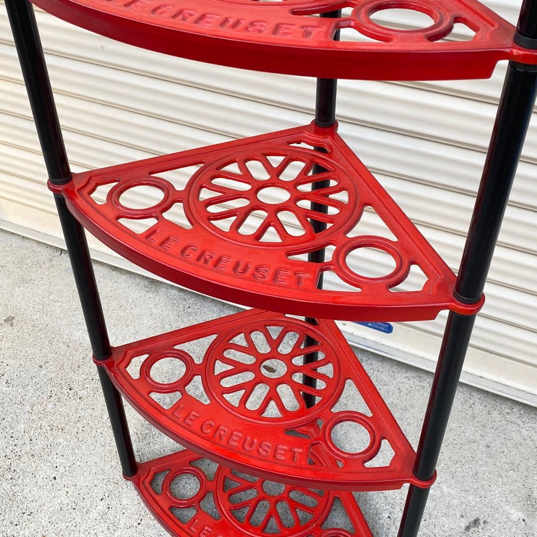 ◎ルクルーゼ LE CREUSET ポットスタンド 5段 赤 アイアンスタンド