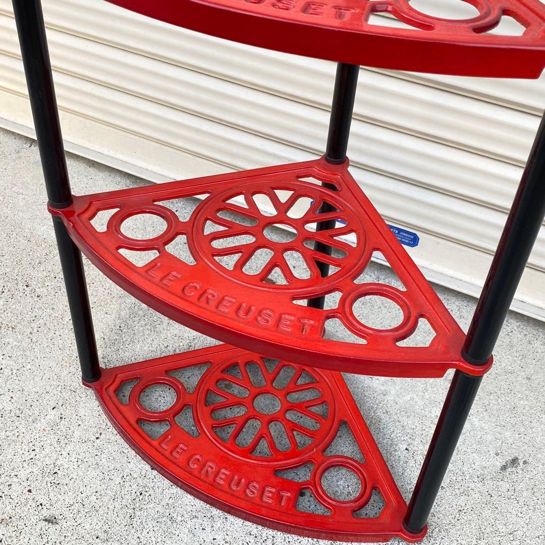 ◎ルクルーゼ LE CREUSET ポットスタンド 5段 赤 アイアンスタンド