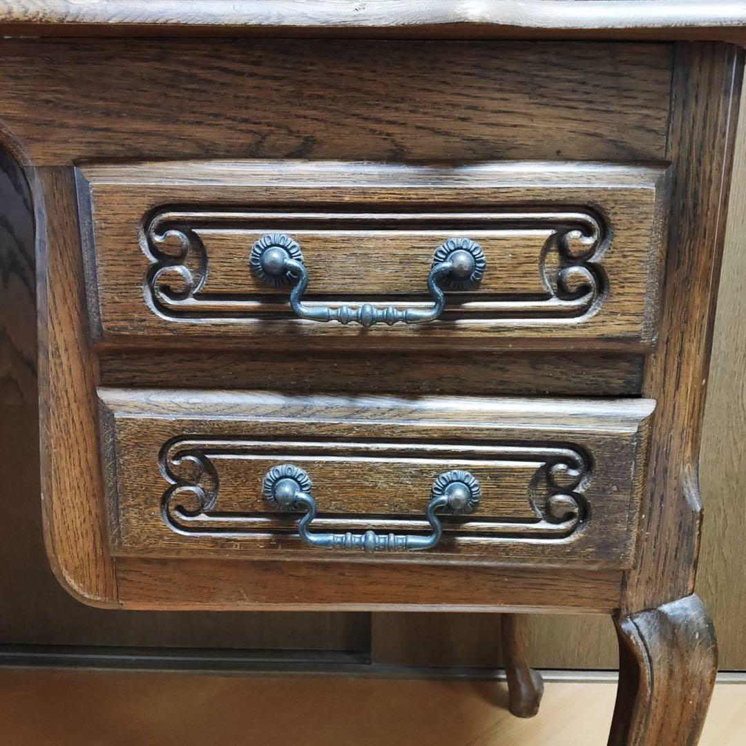 木製 アンティークデスク ヴィンテージ 机 海外輸入家具 東欧製 猫脚