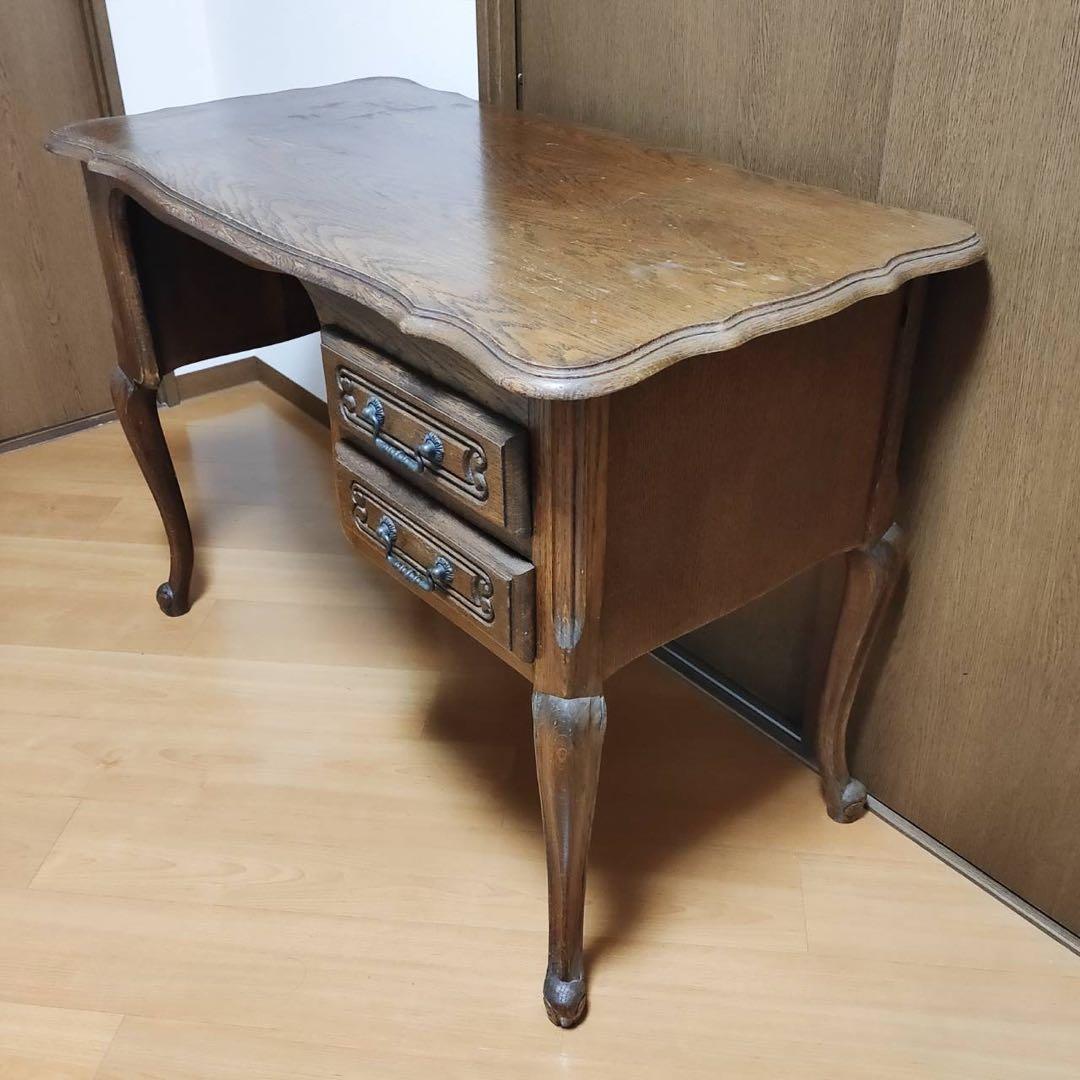 木製 アンティークデスク ヴィンテージ 机 海外輸入家具 東欧製 猫脚