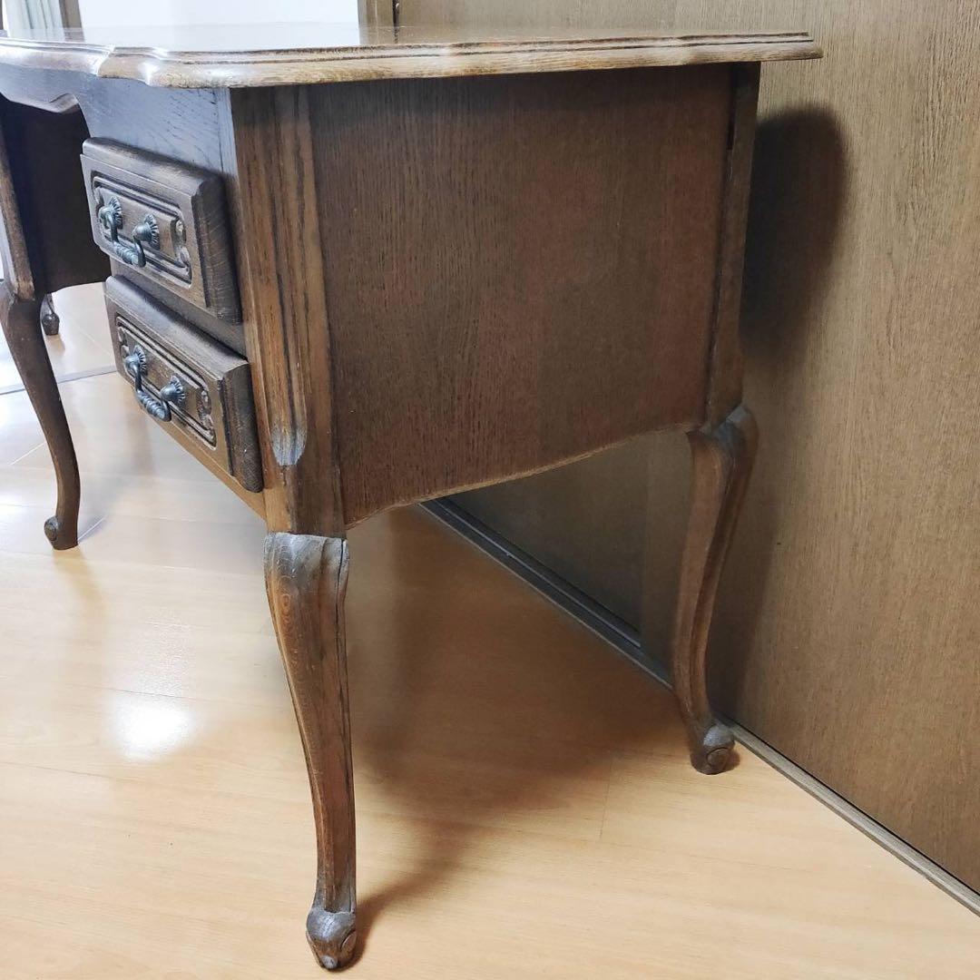 木製 アンティークデスク ヴィンテージ 机 海外輸入家具 東欧製 猫脚