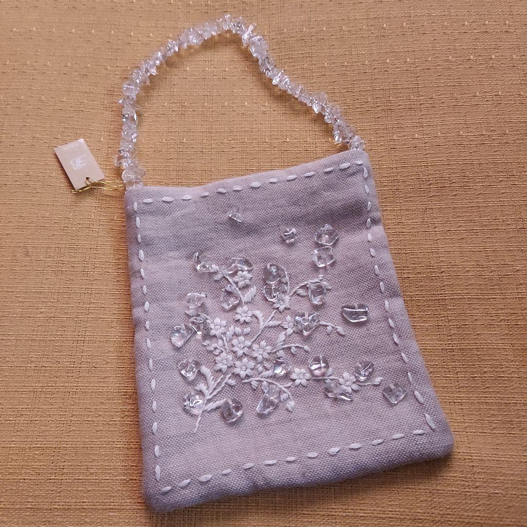 刺繍クリスタルビーズサコッシュ ベージュ