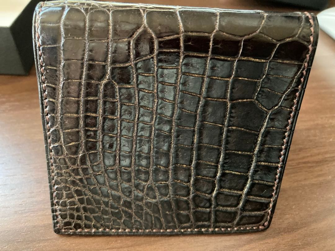 【美品】万双 クロコダイルミニ財布（小銭入付）＋専用クリーム付き