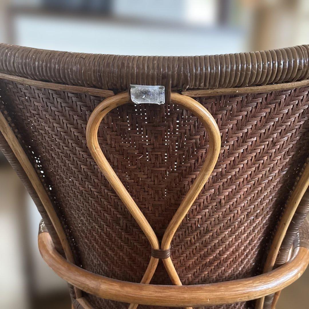 値下kazama 風間 yokohama中古 回転するアーム付籐の椅子ラタン椅子