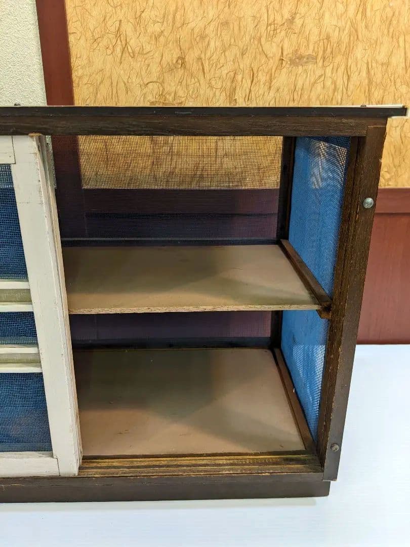 蠅張　水屋　昭和レトロ　ヴィンテージ　アンティーク　戸棚　キャビネット