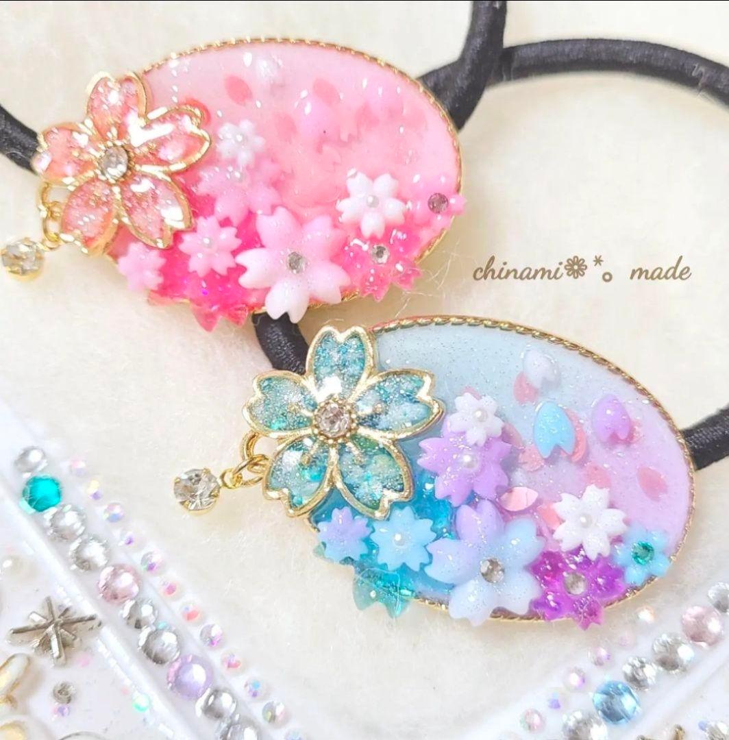 レジンヘアゴム 桜ピンク - メルカリ