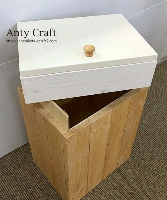 【引取可能】ゴミ箱 45L対応ハンドメイドアンティーク風ダストボックス LO/W