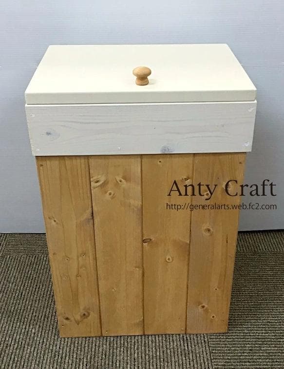 【引取可能】ゴミ箱 45L対応ハンドメイドアンティーク風ダストボックス LO/W