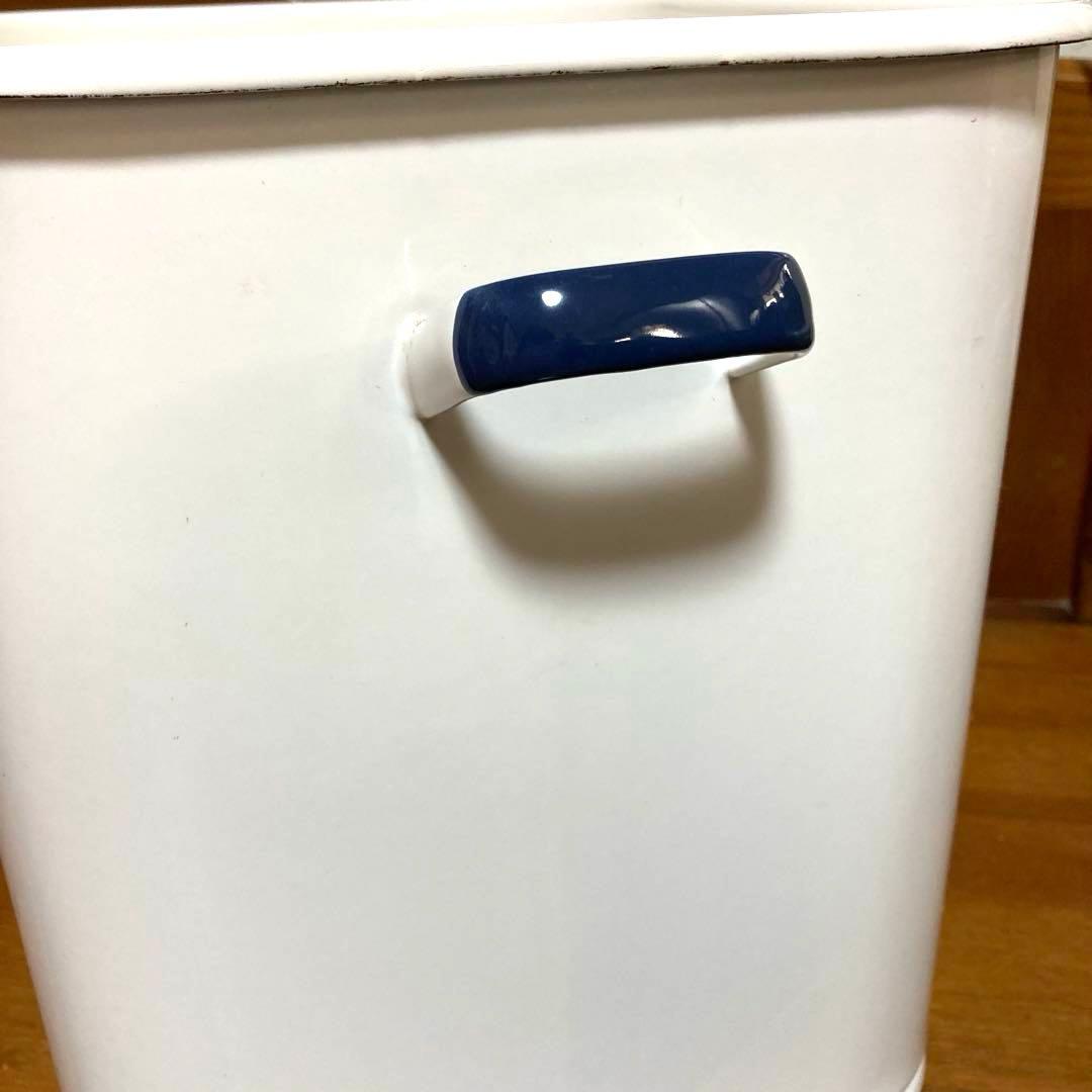 ホーロー　ブレッド缶　ブレッドケース　 パンケース　白×紺　協和工業　レア