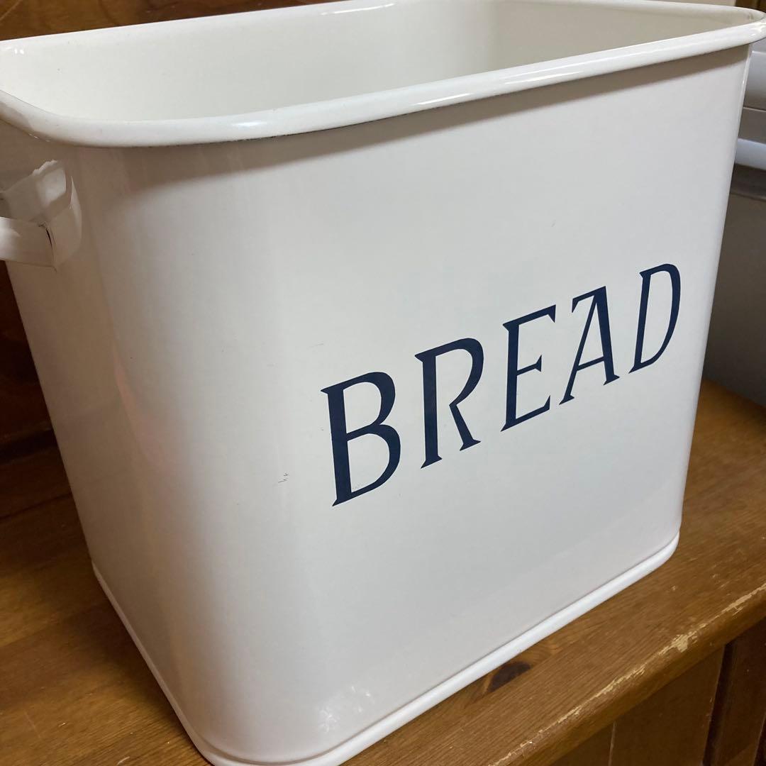 ホーロー　ブレッド缶　ブレッドケース　 パンケース　白×紺　協和工業　レア