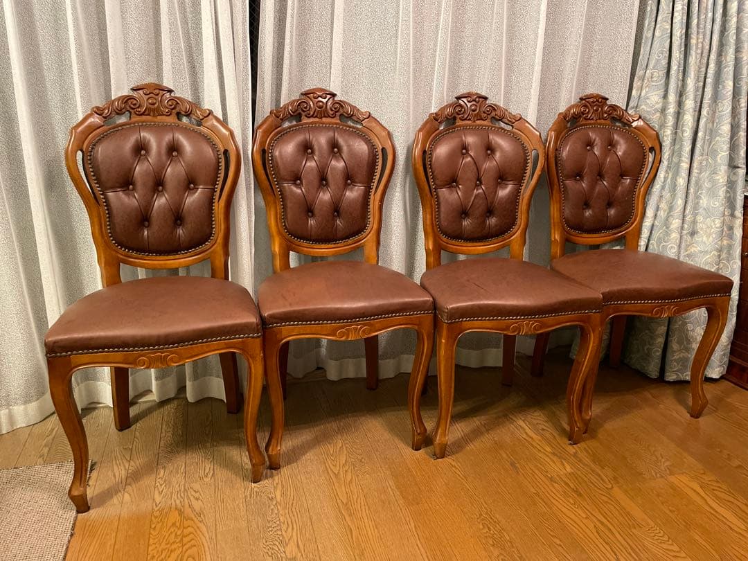 イタリア製 ITALY 椅子 革張り 猫脚 皮貼り いす イス レオン様専用