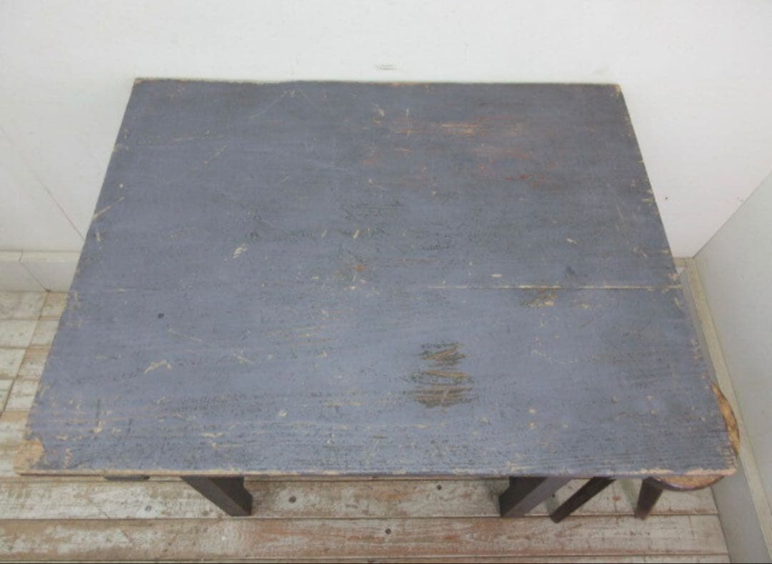 アンティーク 古いペンキの剥げたデスク グレーペイントカフェ什器 古家具