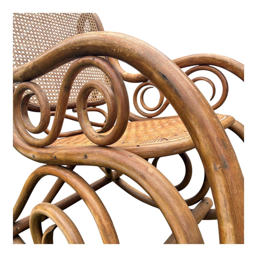 ヴィンテージ ラタン ロッキングチェア レトロ アンティーク