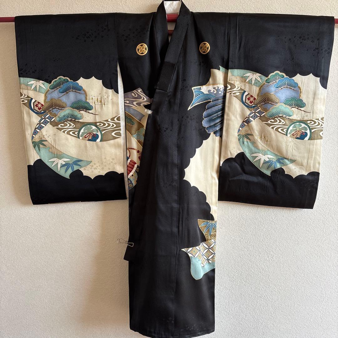 No.15 正絹男の子お祝い着　産着 長襦袢付き　のしめ 七五三