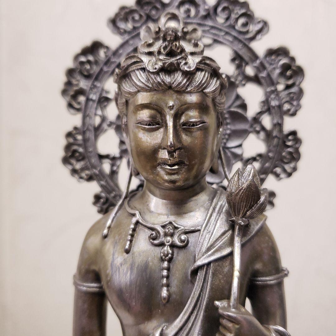 Bフライデー銀925 約2,2kg高村光雲作 聖観音菩薩像7.5寸高さ約33cm