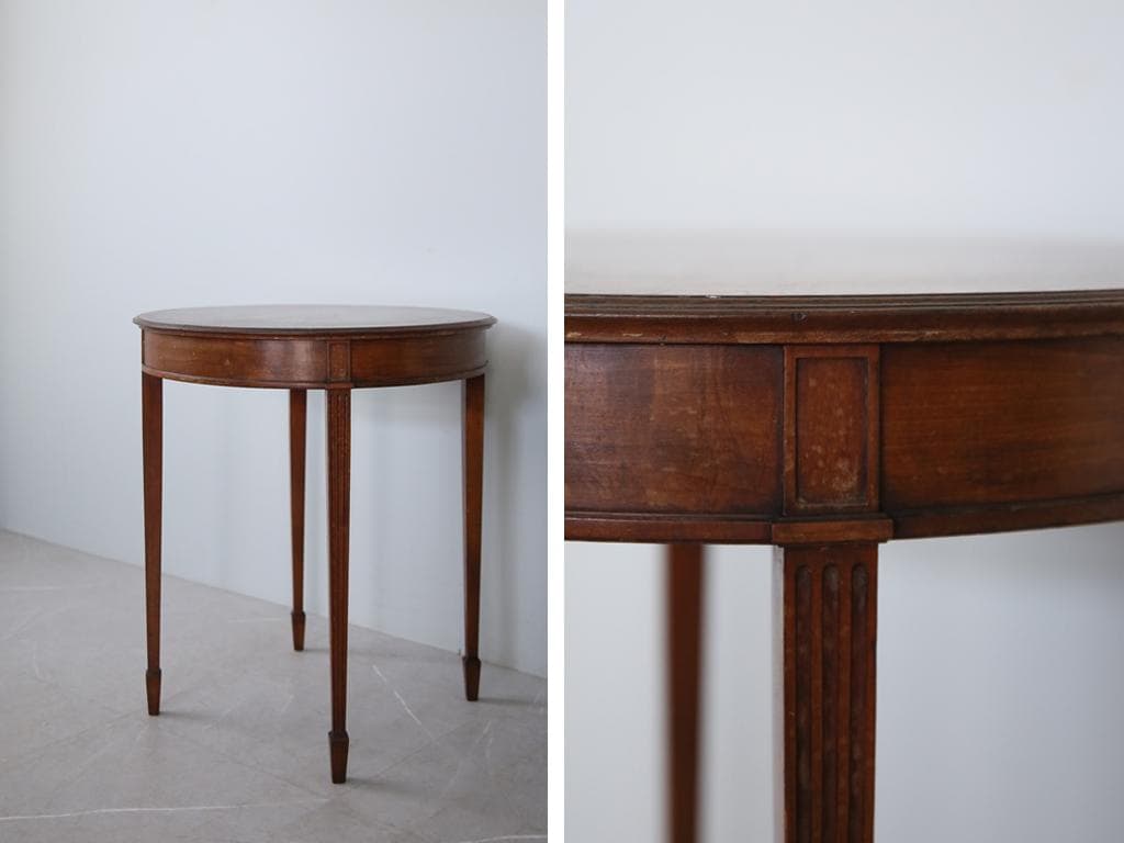 英国アンティーク木製サイドテーブル/オケージョナル机/飾り棚/花台(91-12)