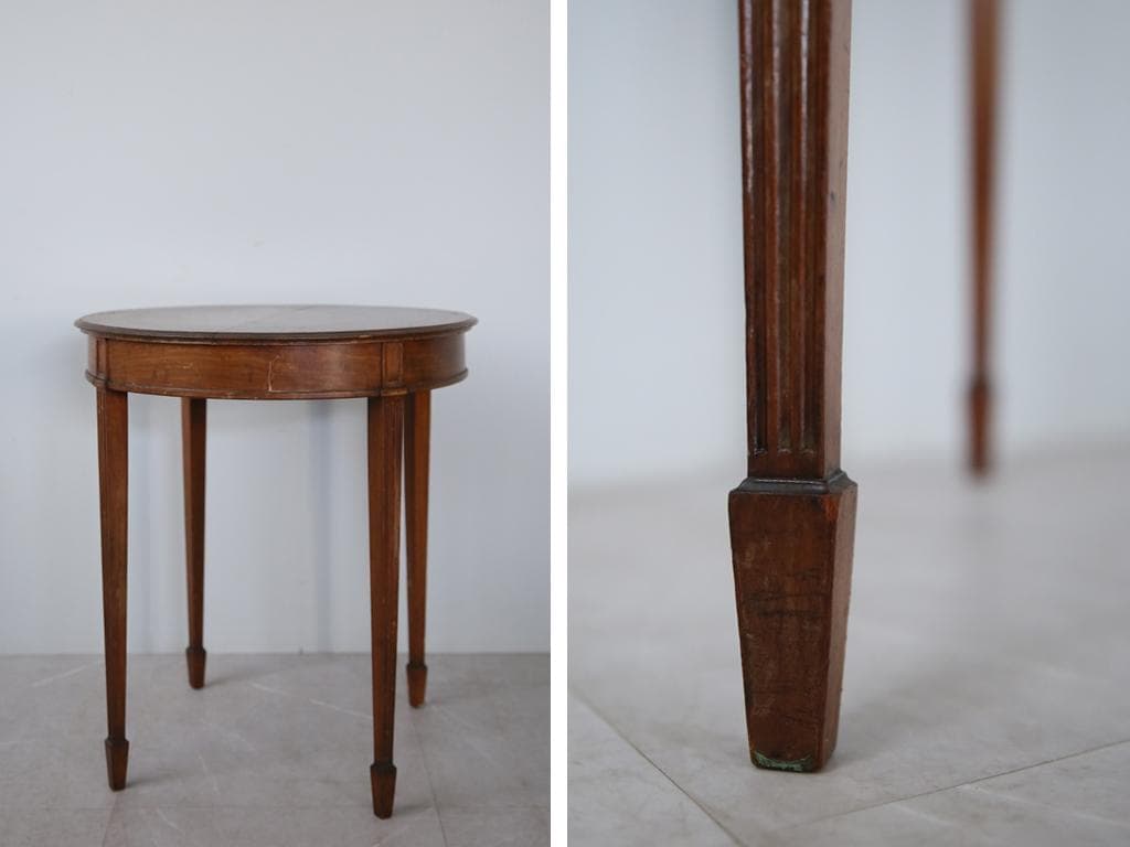 英国アンティーク木製サイドテーブル/オケージョナル机/飾り棚/花台(91-12)