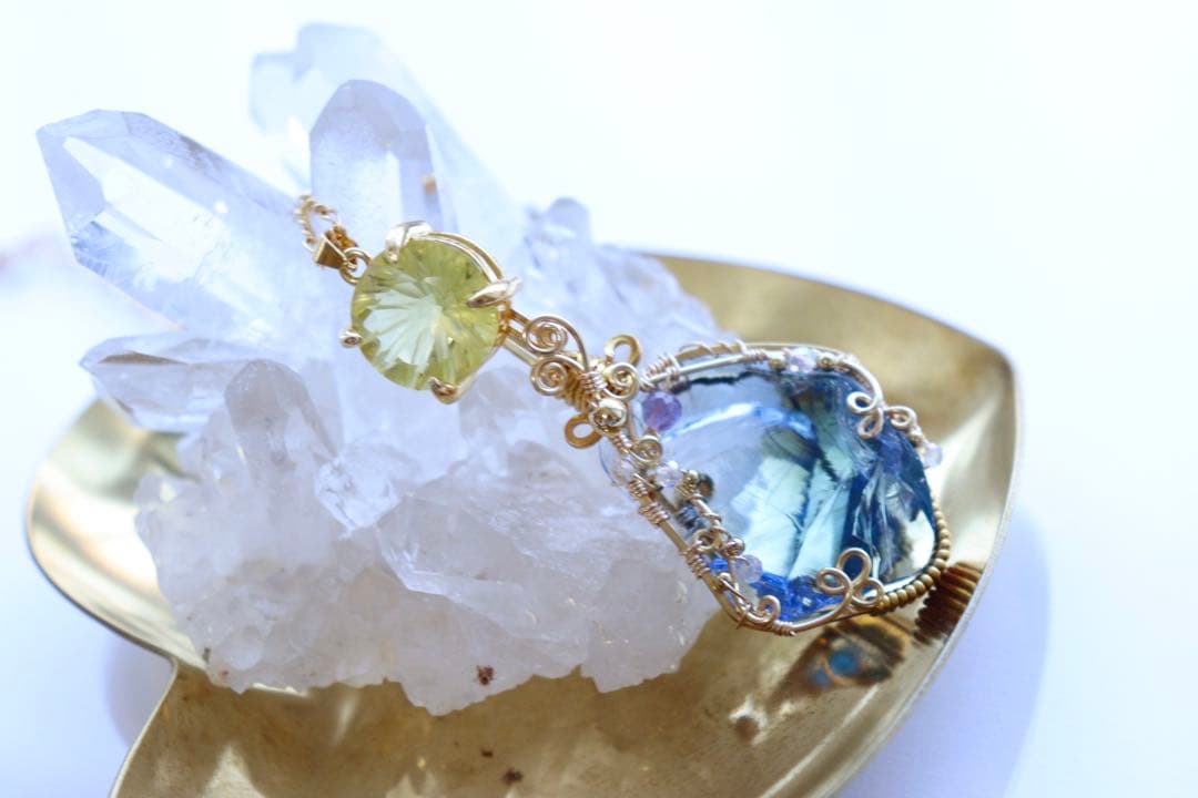 アースシャーマンアンダラクリスタル×レモンクォーツのワイヤー