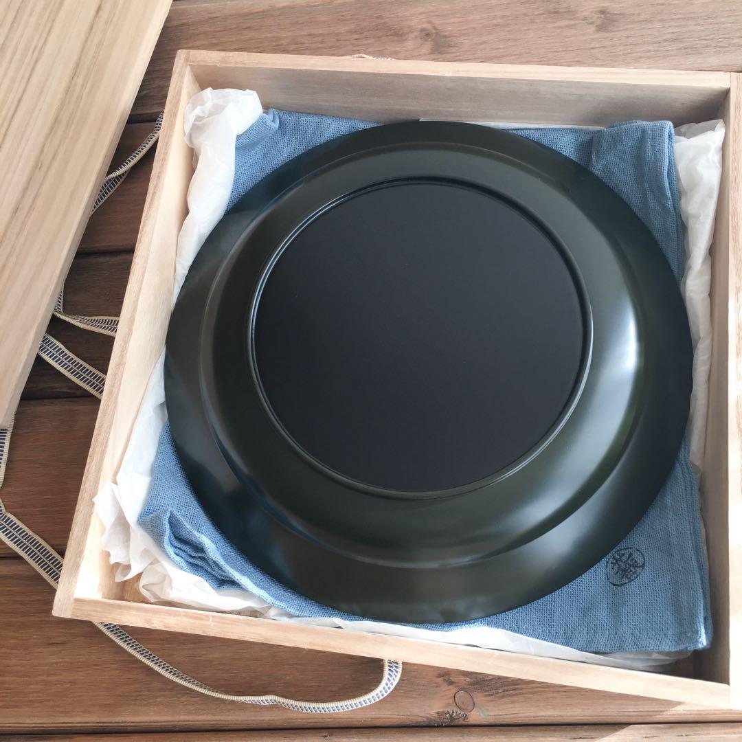 遠州流茶道 中谷光哉 成趣庵好 青塗内朱青海盆 漆工芸 漆芸 茶道具