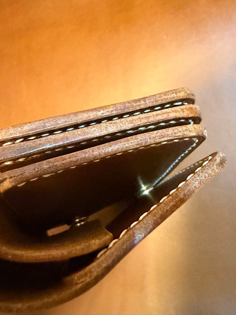 ハンドメイド コンパクト財布 ワルピエ ブッテーロ キャメル ヌメ革