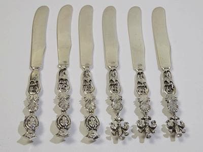 シルバーバターナイフ 紋章柄 6本セット 送料無料