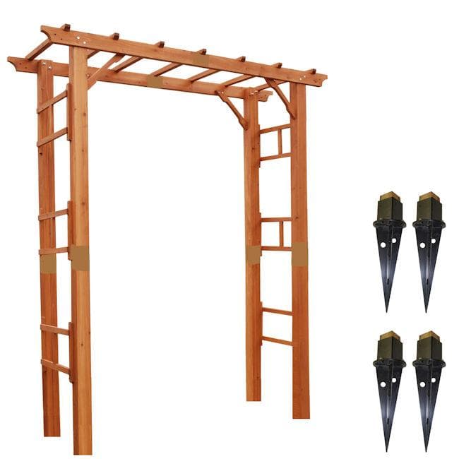 北欧風天然木製フレックスパーゴラアーチ 土中用金具セット 木製アーチ