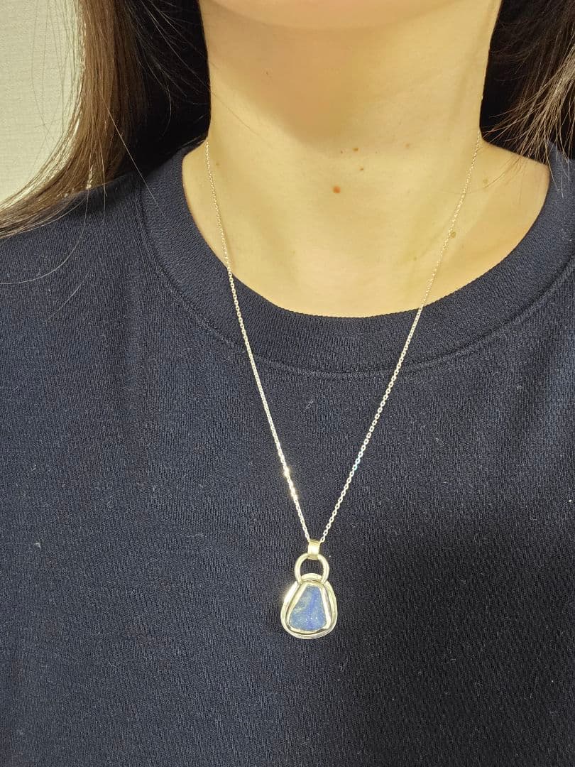 ハンドメイド　シルバーネックレス　デュモルチェライトインクォーツ