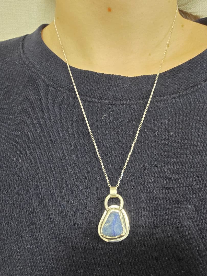 ハンドメイド　シルバーネックレス　デュモルチェライトインクォーツ