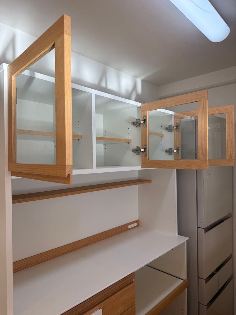 モモナチュラル　食器棚　CUPBOARD 120WH 01+02