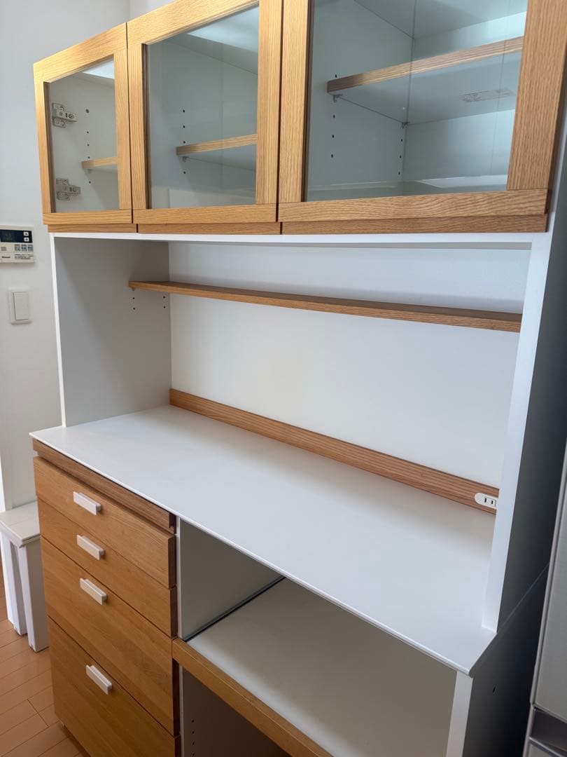 モモナチュラル　食器棚　CUPBOARD 120WH 01+02
