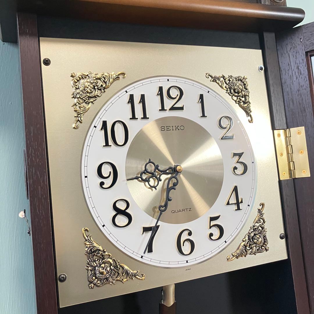 【動作確認済】昭和レトロ　SEIKO 木製掛時計 ブラウン　アンティーク