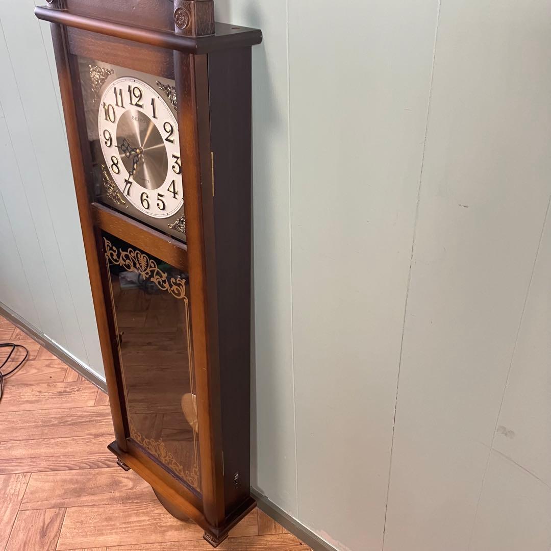 【動作確認済】昭和レトロ　SEIKO 木製掛時計 ブラウン　アンティーク