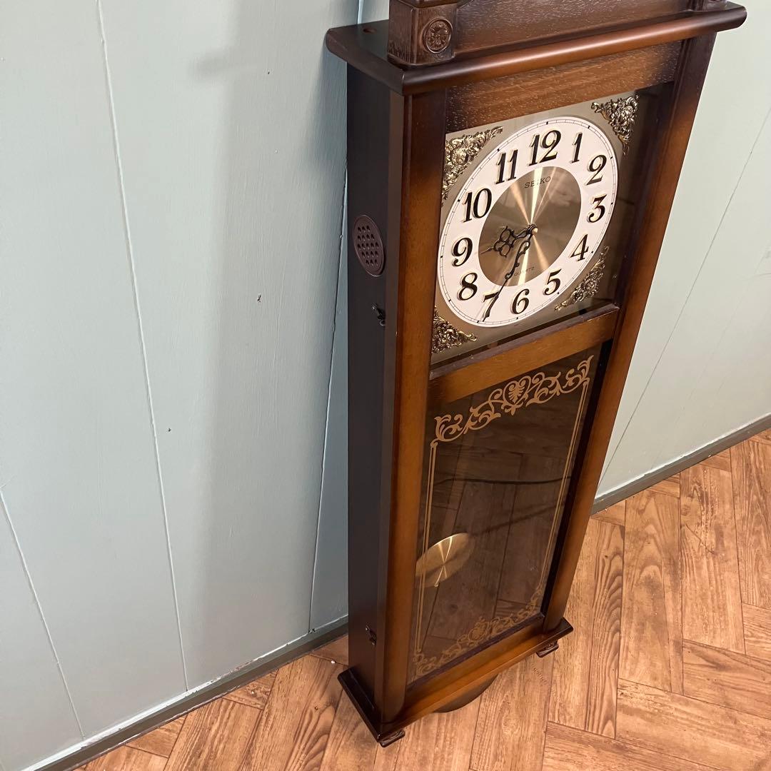 【動作確認済】昭和レトロ　SEIKO 木製掛時計 ブラウン　アンティーク