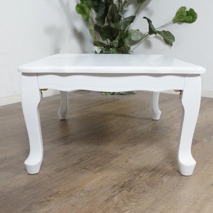 【新品】大人ガーリー　猫足 折りたたみ ローテーブル　リボン取っ手　姫系