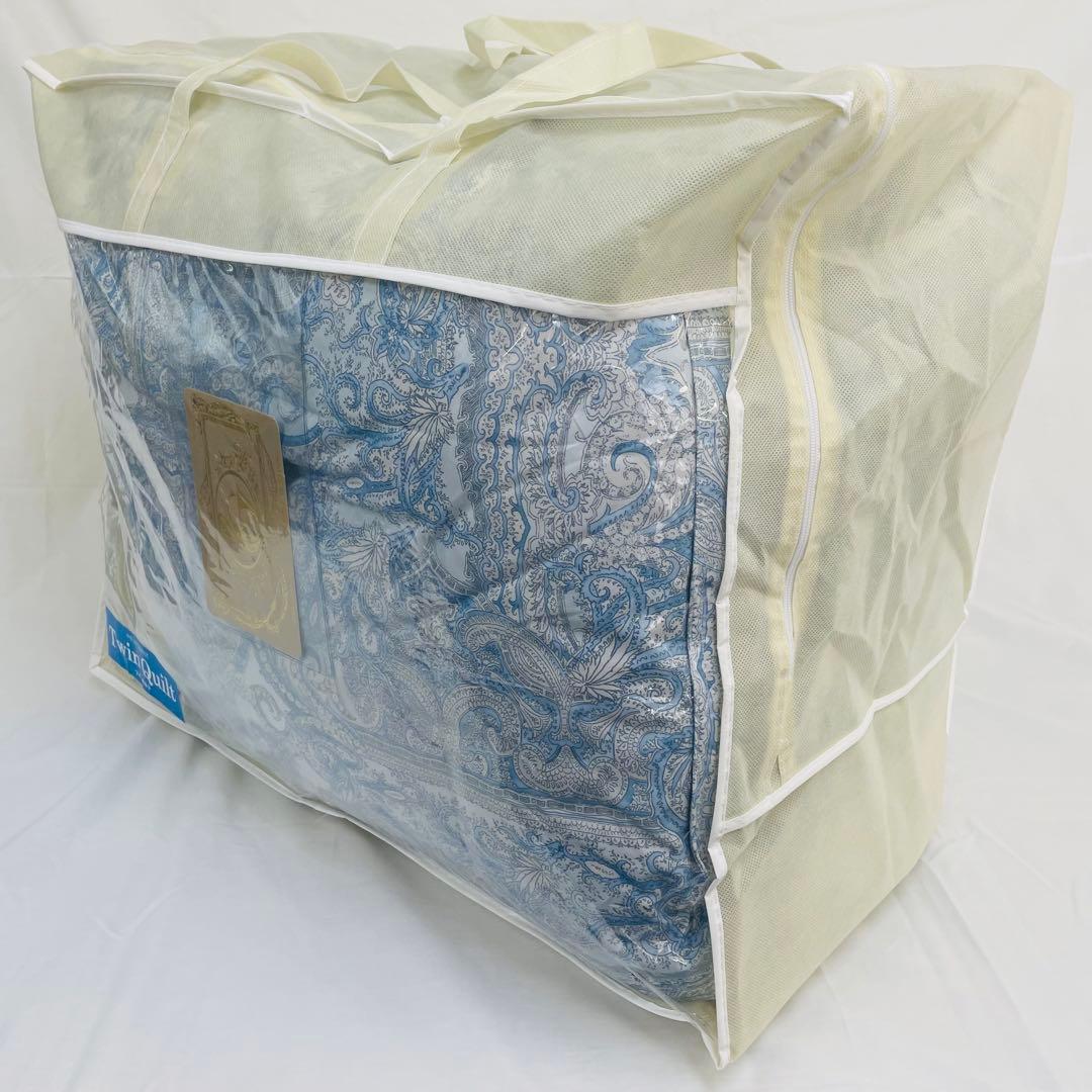 羽毛布団 シングル ポーランド産ホワイトマザーグース 軽量生地 25738ブルー