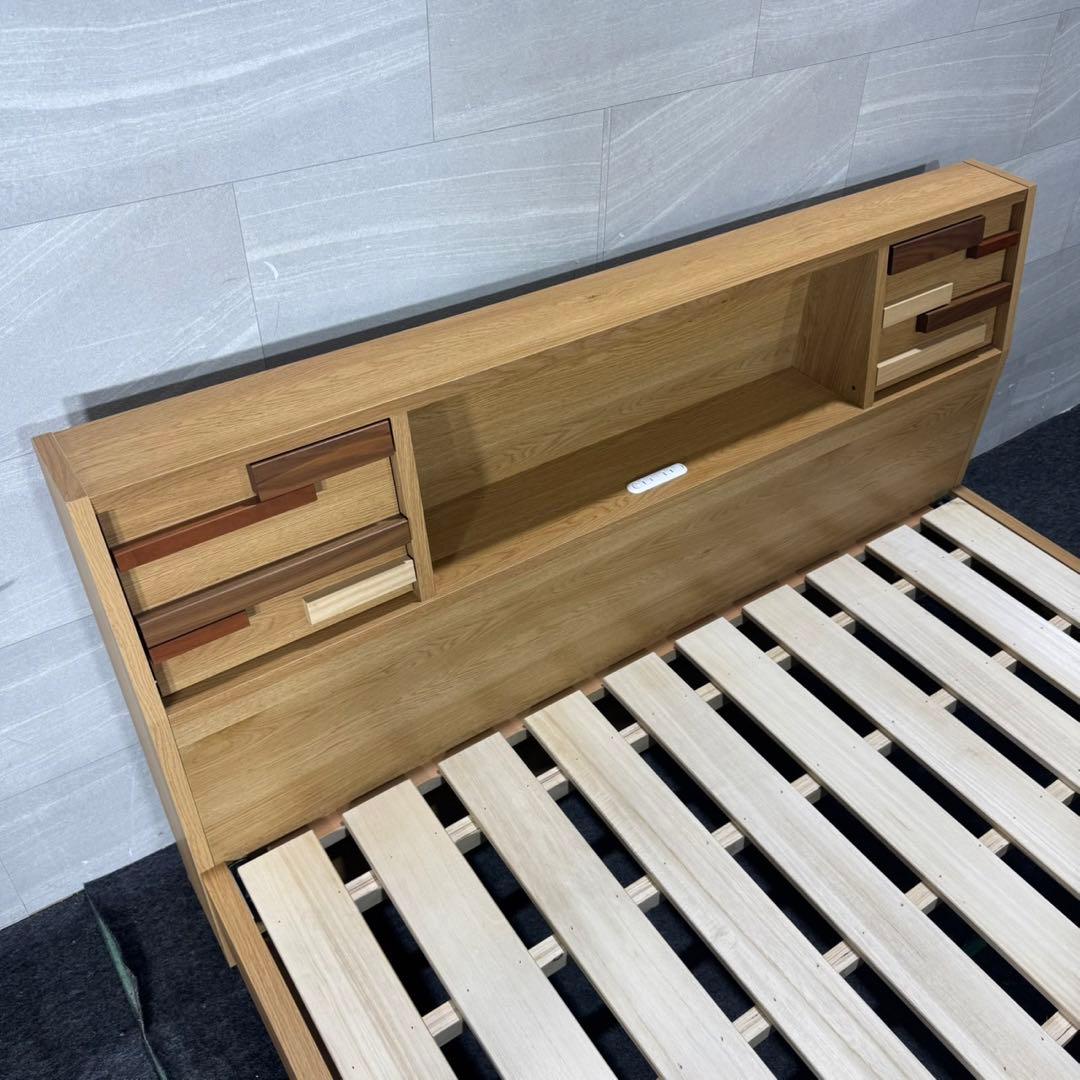 モーブル ベッドフレーム ダブルサイズ モズ 収納扉 コンセント d5171