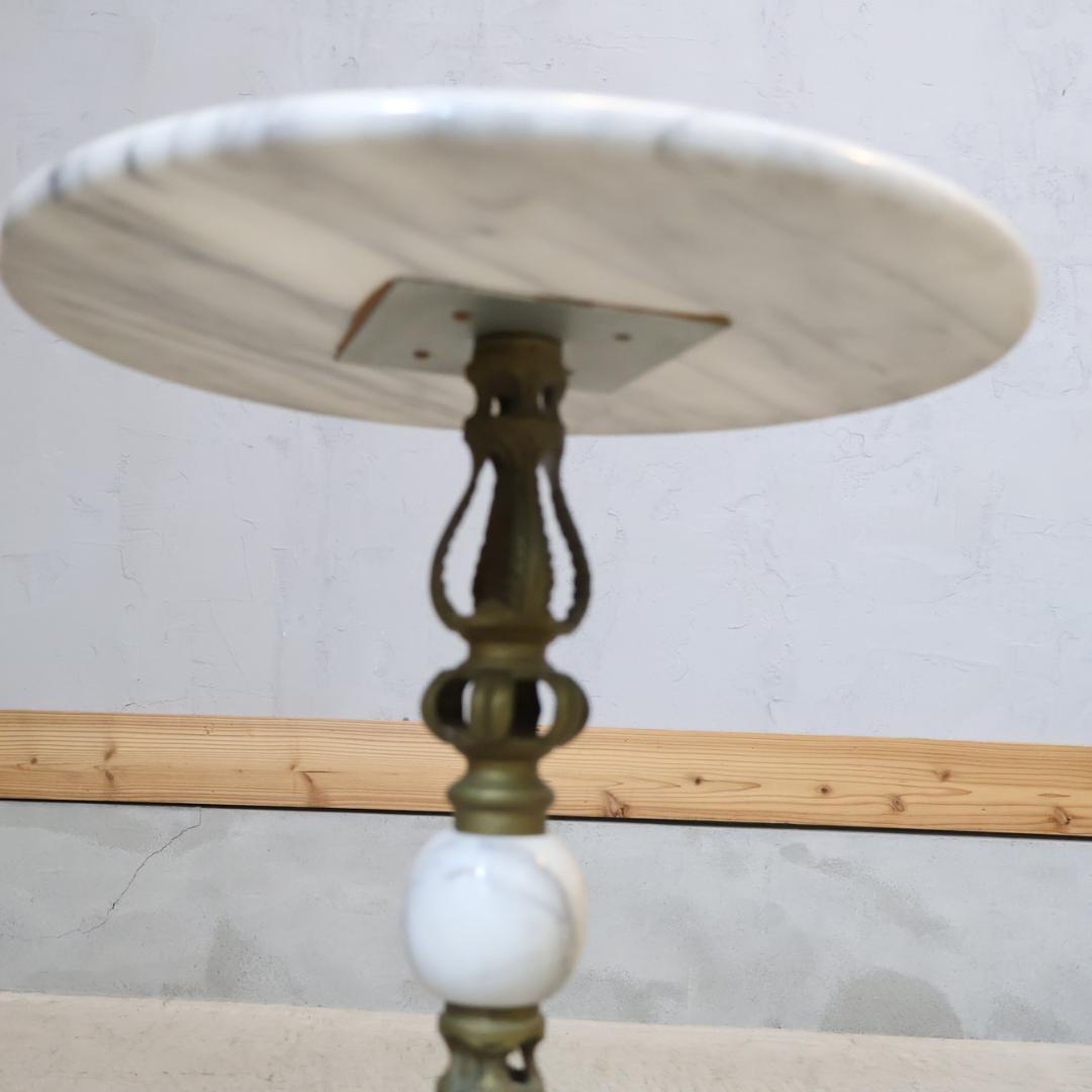 イタリア製 大理石 サイドテーブル 花台 真鍮 アンティーク調 フラワースタンド