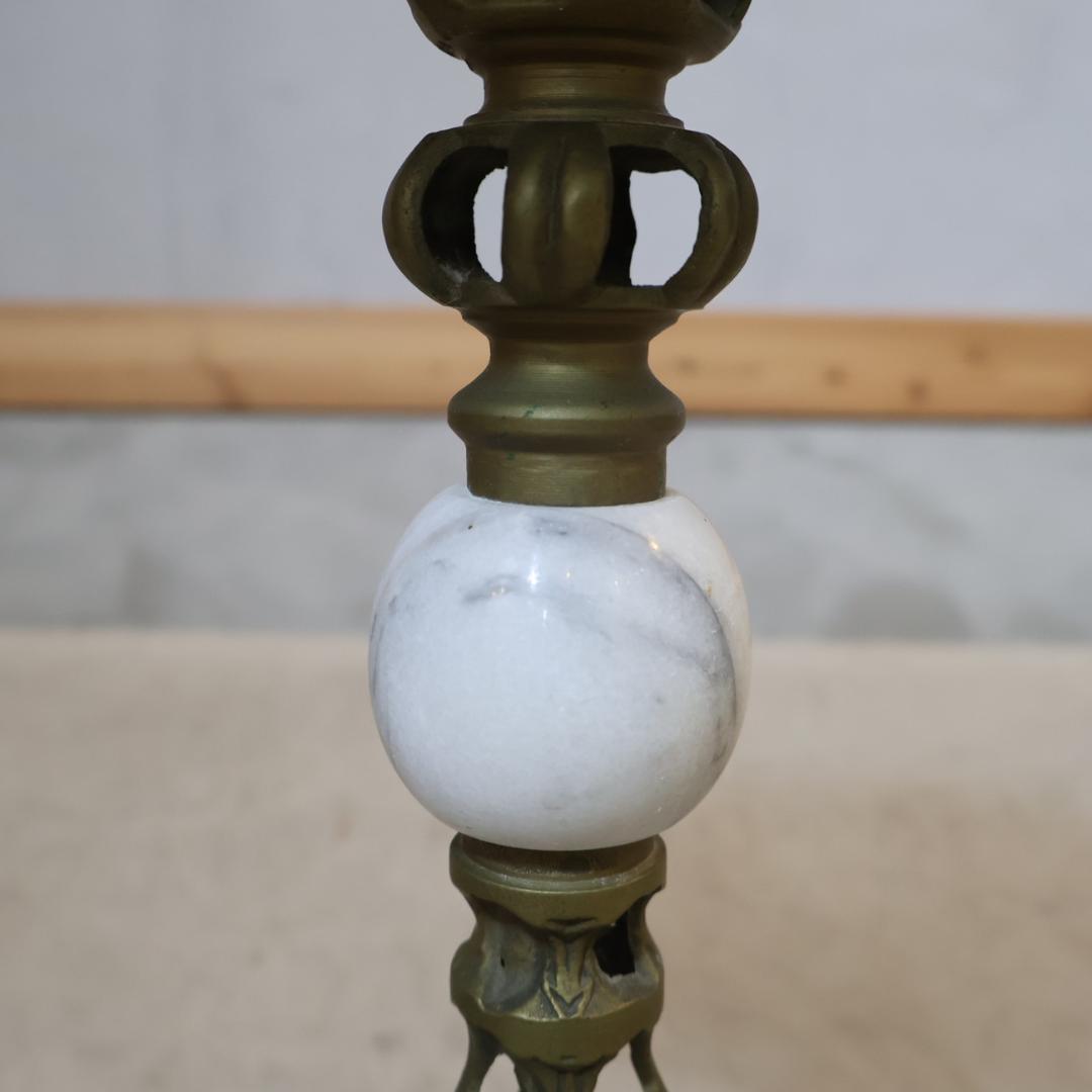 イタリア製 大理石 サイドテーブル 花台 真鍮 アンティーク調 フラワースタンド